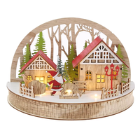 Nouveaux ornements de village en bois de Noël à LED Fournisseurs de décoration de fête de vacances de table artisanale