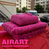 Modèle de char gonflable géant décoré pour anniversaire de mariage, ballon gonflable rose attrayant pour fête
