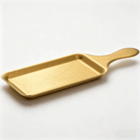 Plateau rectangulaire doré en acier inoxydable coréen moderne FLEY, base plate, pour barbecue, assiette à viande pivotante, vaisselle multifonctionnelle pour steak