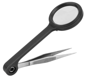 Pinzette e Specchio Pieghevole con Lente d'Ingrandimento Ottica 4.5x, Lente d'Ingrandimento Tascabile Ribaltabile, Strumento di Riparazione Integrato - Product Image 5