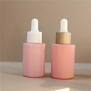 Luxury Cosmetic 20ml 30ml 50ml 60ml 80ml 100ml Custom Frosted Beige Pink Purple Yellow Tan Color Glass Serum <b>Bottle</b> with Dropper - Product Image 5