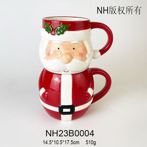 ชุดแก้วเซรามิกลายตุ๊กตาหิมะคริสต์มาสพร้อมหมวกผ้าพันคอสีแดงและของตกแต่งฮอลลี่ของขวัญวันหยุดสุดน่ารัก - Product Image 2