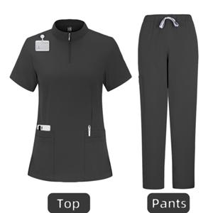 Uniforme d'infirmière pour hommes et femmes, ensemble <span class=keywords><strong>de</strong></span> jogging, haut et pantalon extensibles avec plusieurs poches pour infirmière, esthéticienne, vêtements <span class=keywords><strong>de</strong></span> <span class=keywords><strong>travail</strong></span> - Product Image 3