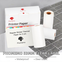 Phomemo 53mm X 5m Papier thermique transparent imperméable autocollant simple face en caoutchouc acrylique 0,1mm d'épaisseur Impression offset