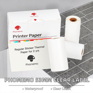 Phomemo 53mm x 5m Étiquette autocollante en papier thermique transparente imperméable, adhésif acrylique simple face, impression offset pour - Product Image 2