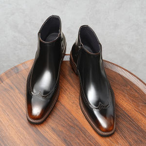 Bottes de Travail pour Hommes Printemps-Automne en Cuir Véritable avec Motif Léopard en Relief, Semelle en Caoutchouc Imperméable - Product Image 6