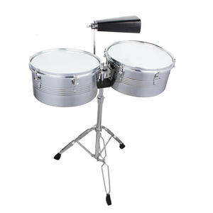 Timbales et clochettes en métal durables de qualité supérieure avec support, ensemble de tambours de <span class=keywords><strong>samba</strong></span> 13 pouces 14 pouces, <span class=keywords><strong>percussion</strong></span> latine - Product Image 1