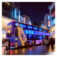 Affiche publicitaire EL haute luminosité pour flottes de bus. Publicités personnalisées sur la carrosserie. Une mise à niveau révolutionnaire par rapport aux panneaux publicitaires statiques traditionnels