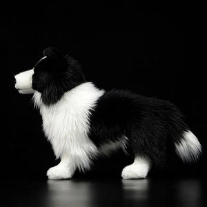 Peluche Border Collie réaliste, adorable poupée chien, fourrure super douce, moule en plastique, design noir et blanc réaliste, accessoires, cadeau, maison - Product Image 2