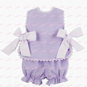 Vestidos para Niñas, Rosa a Cuadros con Ric Rac, Lazo Tejido Personalizado, Conjuntos de Ropa para Niñas, Conjuntos de Blusa y Falda para Bebés, Pascua - Product Image 5