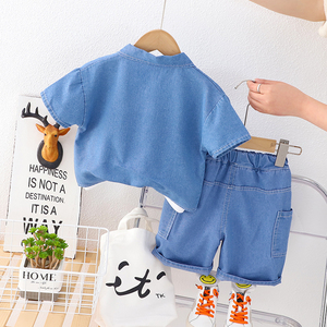 Roupa de Verão para Bebê Menino, Colete com Letras, Jaqueta de Manga Curta com Gola Reversível, Calças Curtas, Conjunto de 3 Peças, Roupas Esportivas para Crianças - Product Image 3