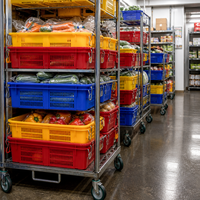 Caisse agricole en treillis métallique renforcé, empilable, avec poignée, pour la récolte des fruits et le stockage en supermarché