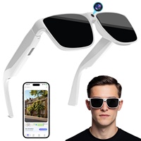 Lunettes Intelligentes Connectées pour Musique et Appels, Contrôle par Bouton Poussoir, Multi-Langues, Lunettes de Soleil Anti-UV, Vidéo HD, Extérieur, IA