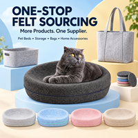 Lit et griffoir ovale réversible en feutre polyester personnalisé pour chats d'intérieur avec fermeture éclair – Vente en gros