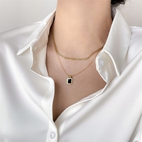 Collier Bowei style coréen rétro, inspiré d'Instagram, design minimaliste, onyx noir géométrique