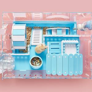 Cage à Hamster transparente en acrylique, 2 couches, petit Animal, hérisson, lapin, cochon d'inde, emballage de Villa, fournitures, ensemble de jouets - Product Image 4