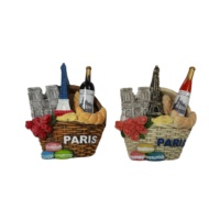 Aimants de réfrigérateur 3d paris pour pain de vin personnalisé Aimant de réfrigérateur panier tour Eiffel Aimants de réfrigérateur souvenirs pour les pays