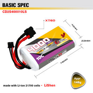 CODDAR 2s 4000MAH毫安时7.4V 10C锂离子锂离子21700电池遥控电池组，用于遥控船车FPV无人驾驶直升机遥控四轴飞行器 - Product Image 3