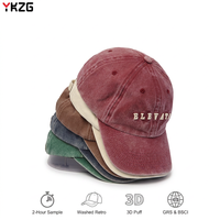 Casquette de baseball rétro non structurée à 6 panneaux en coton Oxford lavé, multicolore, avec logo personnalisé, effet vieilli et motif à pois, pour la vente en gros