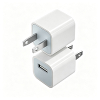 Pengisi Daya Dinding USB Mini 5W 5V 1A Satu Port Colokan EU US Adaptor Daya Tahan Api PC Pengisi Daya Ponsel untuk Smartphone & Pods