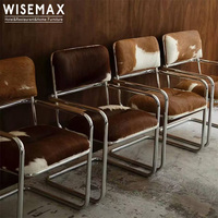 WISEMAX FURNITURE - Mobilier de maison de luxe léger - Fauteuil design vintage - Chaise de salle à manger avec structure en acier inoxydable pour salle à manger, villa