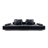Canapé modulaire inclinable en cuir véritable, style italien moderne et minimaliste, avec surpiqûres noires, combinaison libre pour salon
