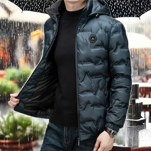 Chaqueta de invierno para hombre con capucha, impermeable, cuello alto, cremallera, lisa, casual, acolchada de algodón, holgada, cálida y gruesa tipo parka - Product Image 2