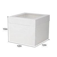 Étiquettes personnalisées pour boîtes à pâtisserie pliables blanches de 12 x 12 x 10 pouces avec fenêtre transparente, boîtes à gâteaux
