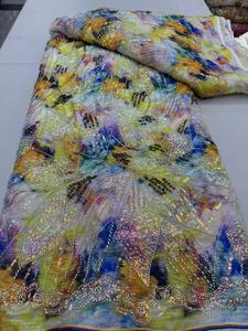 Grosir dari kain jala bordir ikat celup Eropa dan Amerika dengan payet dan manik-manik untuk pakaian upacara - Product Image 1