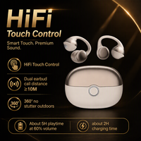 Earbuds OWS Clip, Earbuds Olahraga, Case Pengisian Daya 400mAh Kapasitas Besar, Earphone Nirkabel Tanpa Peredam Kebisingan, Headset dengan Mic