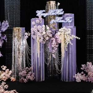 Đẹp 8ft Bạc lụa Thác Rèm cửa trang trí đám cưới nền sân khấu đạo cụ có sẵn trong hình tròn và hình vuông - Product Image 4