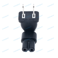 Fiche de conversion NEMA 1-15P à IEC320 C7, adaptateur secteur à angle droit USA 2 broches mâle Nema 1-15P à IEC 320 C7