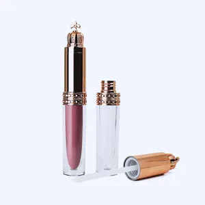Wholesales Elegant Rose Golden Makeup Packaging Luxury Design Empty 6 ml Lip Gloss Bottle With Crown