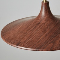 Restaurant-Kronleuchter im Vintage-Walnussmuster, Kreative UFO-Form, Höhenverstellbare Acryl-LED-Barlampe im Mid-Century-Stil