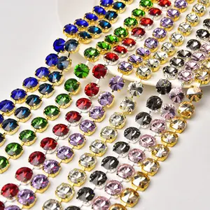 Handmade 12mm Round Satellite Rhinestone Welding Claw Chain Sew on Crystal Trimming DIY Jewelry Clothing Shoe Bag Decoration