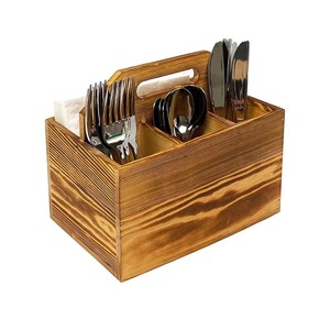 Wooden multi-compartment knife, fork, chopsticks, and spoon storage box, kitchenware chopstick holder, tableware retro storage - Product Image 1