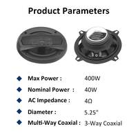 T-1055 Altavoces Coaxiales para Auto de 3 Vías y 5.25 Pulgadas, 400W Máx., Par de Altavoces de Audio para Vehículo