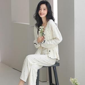 Primavera autunno nuovo <span class=keywords><strong>pigiama</strong></span> tre pezzi con tazze imbottite semplice comodo Casual <span class=keywords><strong>pigiama</strong></span> da ragazza <span class=keywords><strong>pigiama</strong></span> da donna - Product Image 4