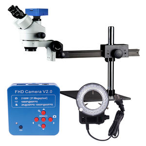 Microscope stéréoscopique trinoculaire numérique dentaire à bras coulissant unique, 21MPs, grossissement 7-45x - Product Image 1