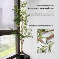 Grand arbre artificiel en olivier de 180 cm de haut avec fruits et pot en plastique pour la décoration de la maison, de l'hôtel et du centre commercial