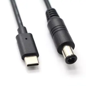 Kabel pengisian daya USB Tipe C ke Dc 7.0*1.0mm 5.5*2.1mm 5v 9v 12v 15v 20v usb-c 5A Emarker Chip, kabel isi ulang