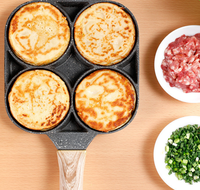 Wajan Omelet Anti Lengket Desain Modern Ramah Lingkungan, Panci Masak Dapur Empat Lubang, Wajan Penggorengan Dasar Rata Anti Lengket untuk Telur dan Pangsit