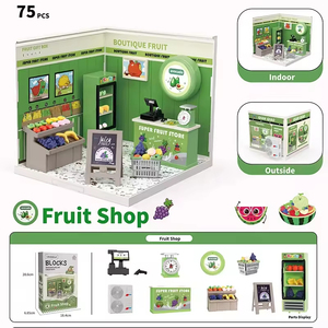Mini-monde miniature à assembler soi-même, mini-boutique de fruits, <span class=keywords><strong>maison</strong></span>, jouets de construction faits à la main, jouets éducatifs créatifs, cadeau pour enfants - Product Image 2