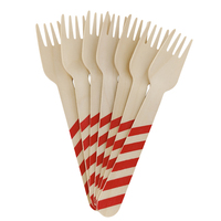 Ensemble de couverts modernes en bois de bouleau biodégradable et écologique de 160 mm, cuillère, fourchette, couteau, personnalisation par impression couleur