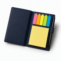 Ensemble de blocs-notes adhésifs personnalisés avec logo d'entreprise, couverture en cuir de qualité supérieure avec pages en papier, stylo et onglets fluorescents - Ensemble cadeau de bureau de taille personnalisée