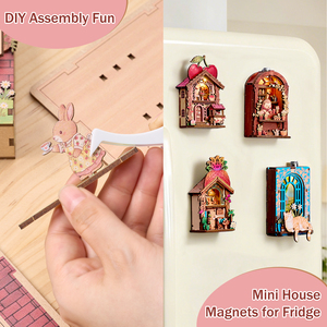 Kit DIY Aimant de Réfrigérateur à Forte Marge, Puzzle 3D en Bois, Miniature de Réfrigérateur, <span class=keywords><strong>Mini</strong></span> Book Nook, Décoration Maison, Cadeau Créatif Fait Main - Product Image 3