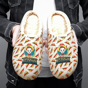 Pantoufles en <span class=keywords><strong>peluche</strong></span> pour femmes, pantoufles d'intérieur épaisses d'hiver, pantoufles de marque de créateur pour la maison, pantoufles en fourrure verte d'hiver pour hommes - Product Image 2