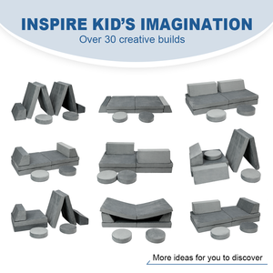 어린이 놀이 세트 소파 스폰지 그레이 작은 어린이 소파 접이식 압축 모듈 식 현대 단면 소파 세트 거실 - Product Image 3