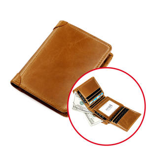 Portefeuille court pour homme Andong avec blocage RFID, en cuir de vache véritable rétro, porte-cartes pour hommes, portefeuilles, sac à main - Product Image 6