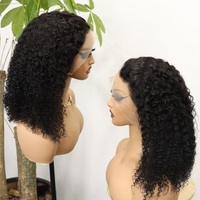 Perruques courtes bouclées en cheveux indiens avec dentelle respirante 13x4, pré-épilées, pour femmes, couleur 99J, en cheveux humains